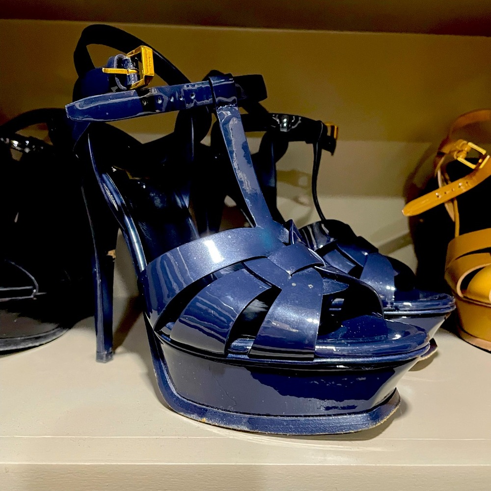 Original YSL navy platforms.
